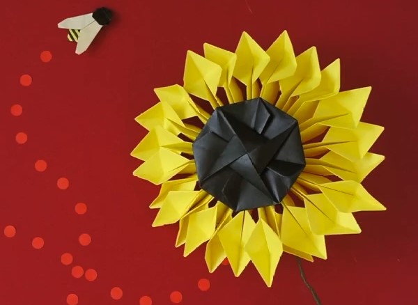 教师节手工折纸花的折法制作教程手把手教你学习如何制作折纸花向日葵