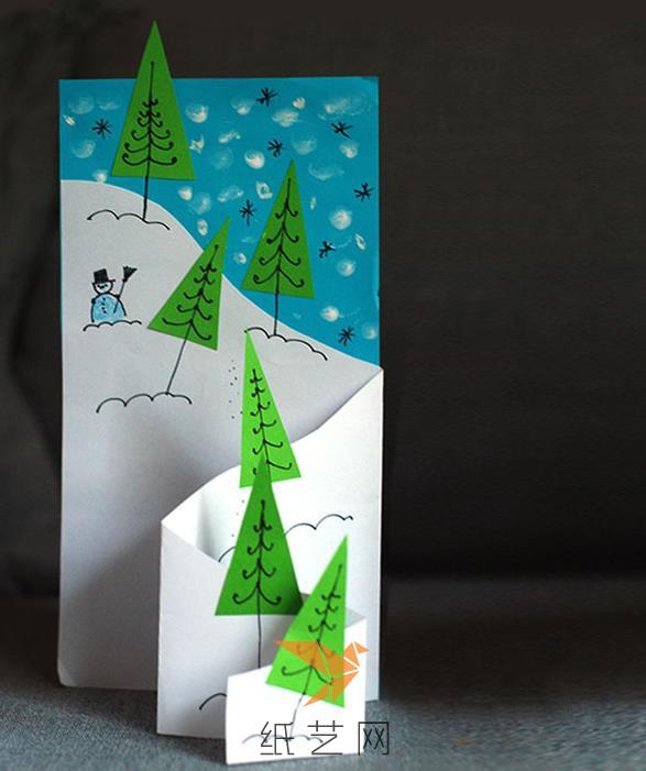 儿童手工圣诞树圣诞节立体贺卡制作教程
