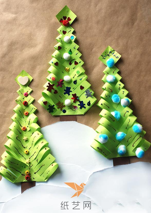 圣诞树剪纸儿童手工制作教程