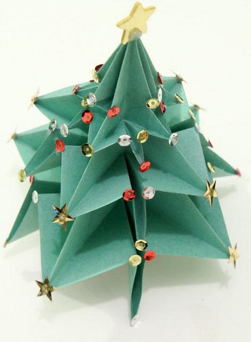 漂亮的手工折纸圣诞树作品 - 纸艺网手机版