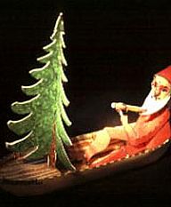 【紙模型】手繪風格聖誕老人划船紙模型免費下載