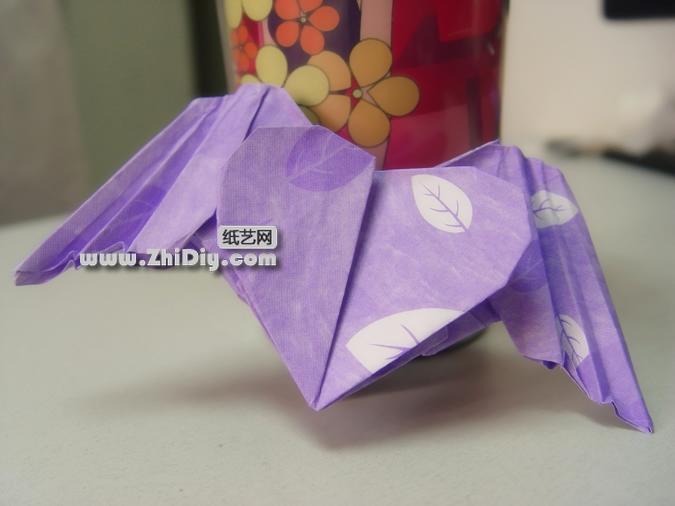 立体翅膀的折纸心折纸图纸教程手把手教你做带翅膀的折纸心
