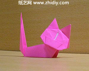 转头的折纸猫的手工折纸图解教程手把手教你制作精美的转头折纸猫