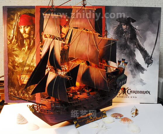 加勒比海盗纸模型海盗船黑珍珠号的纸模型图纸和模版下载