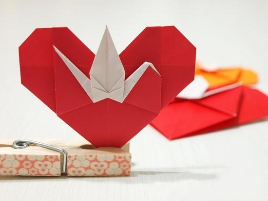 手工折纸心和折纸千纸鹤的完美融合这种心千纸鹤