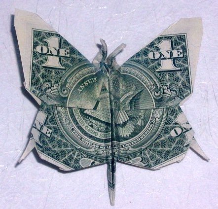 美元折纸蝴蝶的手工折纸图解教程手把手教你制作美元折纸蝴蝶
