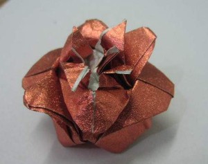 孔氏折纸玫瑰花的折法教程制作出来的精美孔氏折纸玫瑰