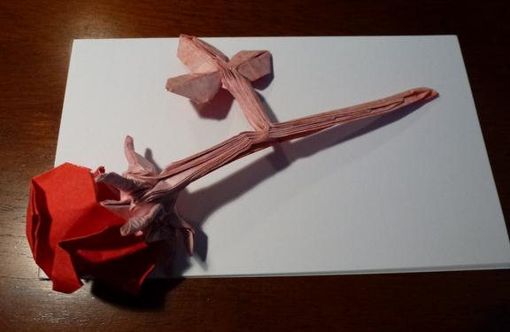 一纸成型的纸玫瑰花折法图解教程给人很大的压力