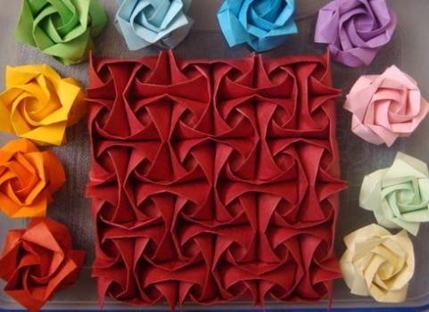 旋转折纸玫瑰花教你学习精美的折纸玫瑰花