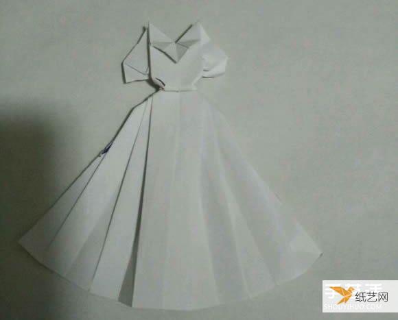 非常美丽大方的折纸婚纱裙的折叠方法图解步骤