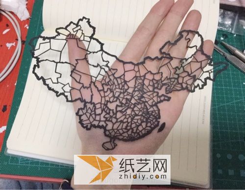 中国地图剪纸教程 第12步