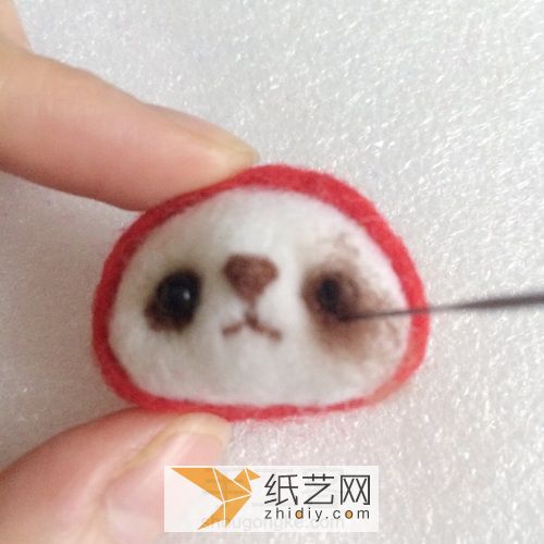 羊毛毡教程——网红草莓熊猫 第7步