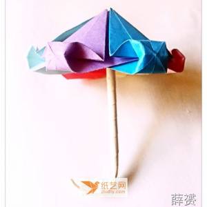 精美七彩折纸雨伞的手工制作方法