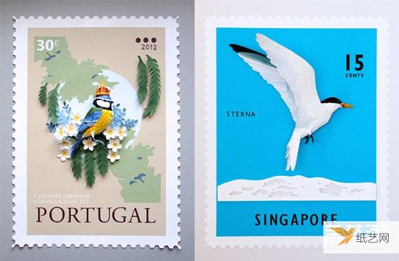哥伦比亚艺术家制作的漂亮别致的纸雕邮票作品