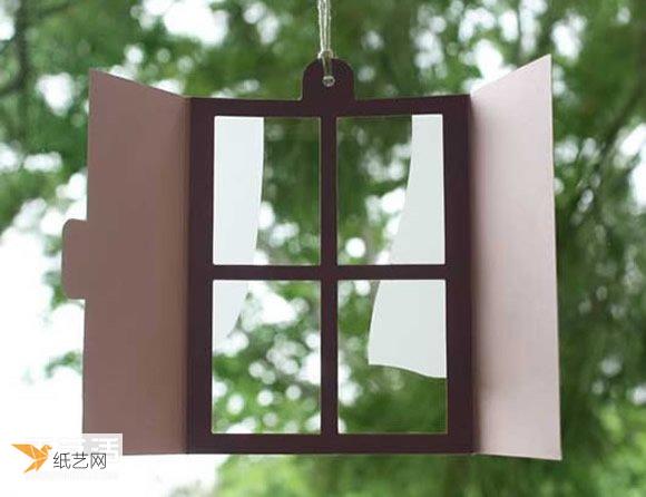 使用剪纸技艺剪切制作的创意窗户风铃小挂件手工制作图解