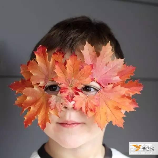 幼儿园学生使用树叶手工制作面具的简单做法