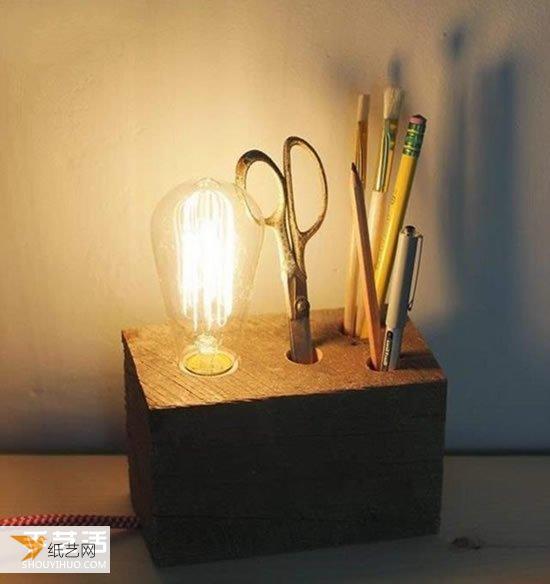 自己使用木头制作个性原木台灯的做法方法