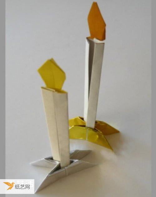 使用折纸手工折叠蜡烛的方法图解教程
