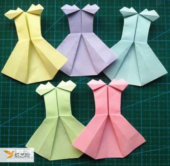 一款简单的儿童折纸裙子的折叠方法图解教程