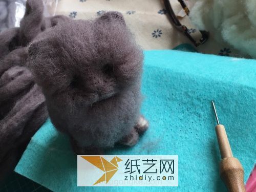 「槿时」羊毛毡灰色植毛猫咪制作教程 第9步