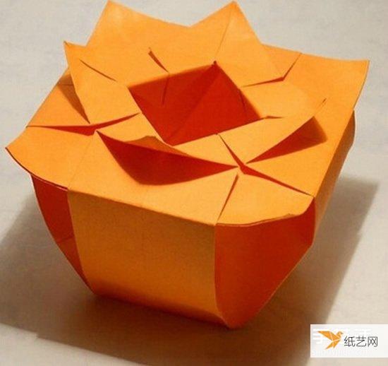 看起来比较复杂的手工折纸制作花盆的图解步骤教程