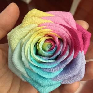 超美彩虹纸玫瑰花情人节礼物制作教程