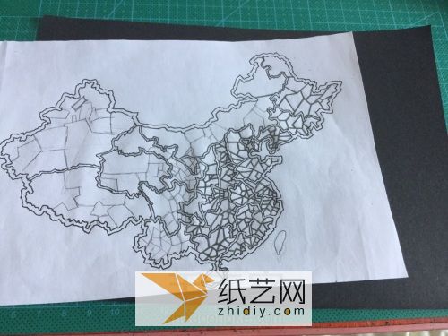 中国地图剪纸教程 第6步
