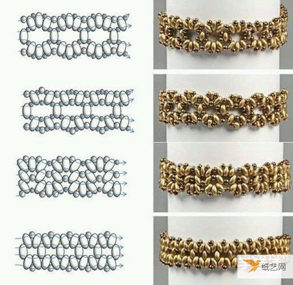 分享20种编织精美串珠手链的方法图纸