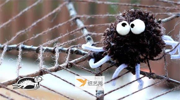 儿童制作万圣节道具蜘蛛网的图解