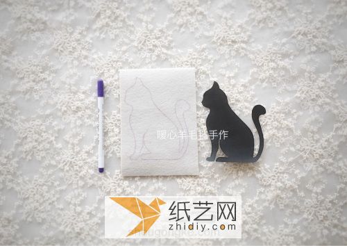 黑猫-羊毛毡绣画 第2步