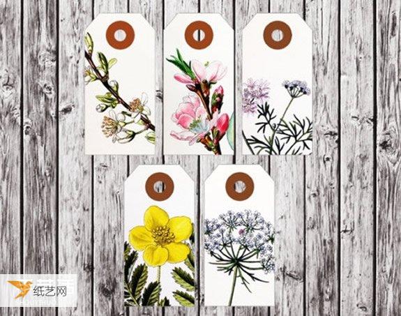 使用简约分隔卡片设计制作复古风花卉图案标签 图片