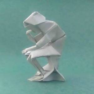 使用折纸折叠出沉思的思想者人物雕塑详细图解