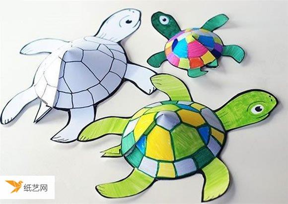 幼儿手工制作立体乌龟剪纸教程图解