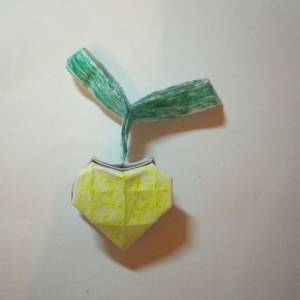 情人节折叠发芽的折纸心 创意手工礼物的DIY制作