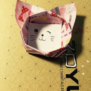 可爱简单的小猫折纸收纳盒制作教程