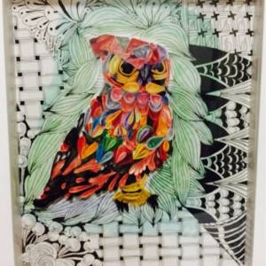 衍纸猫头鹰衍纸画的做法 衍纸工艺品的制作教程