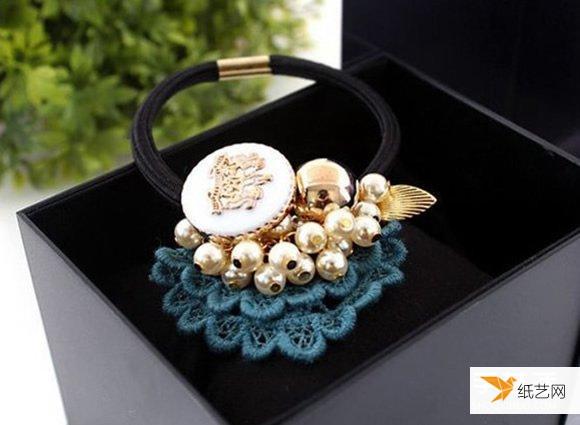 使用串珠制作个性的珍珠果实装饰发绳手工图解教程