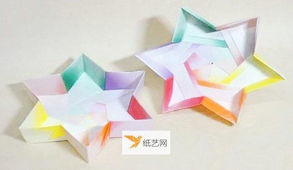 使用折纸折叠六角星纸盒的图解