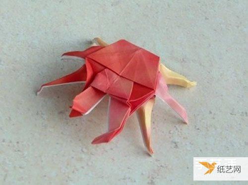 看起来比较复杂的折纸螃蟹的折叠步骤图解教程