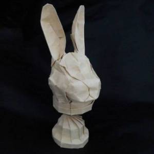 使用折纸折叠复杂立体兔子头的详细步骤图解