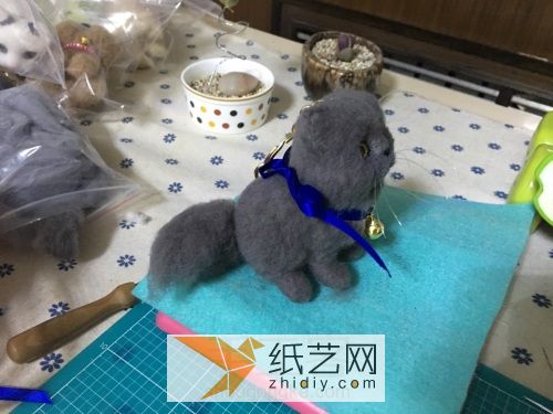 「槿时」羊毛毡灰色植毛猫咪制作教程 第17步