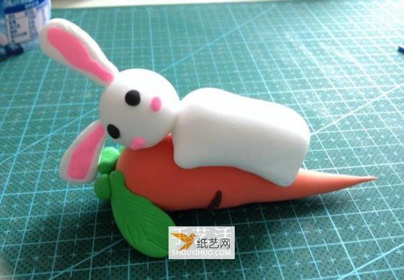收集超轻粘土制作可爱兔子和胡萝卜的方法教程