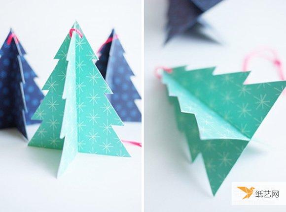 自己动手制作的个性卡纸圣诞树挂件的方法教程