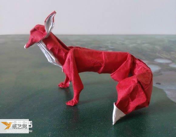 手工立体纸狐狸的折叠方法图解