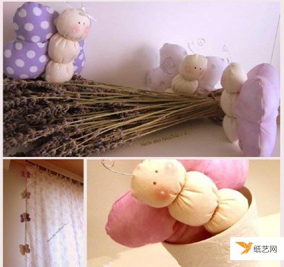 使用不织布制作个性可爱的蝴蝶宝宝布艺玩具方法教程
