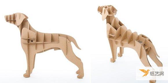利用狗狗纸板手工制作个性瓦楞纸收纳架的图解教程