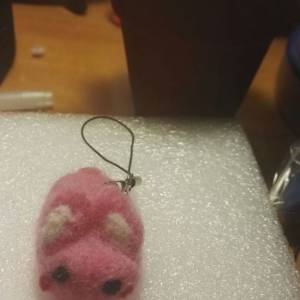 羊毛毡粉红兔手机链 送老师的教师节礼物