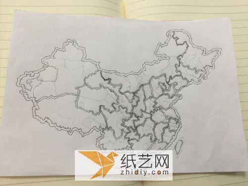 中国地图剪纸教程 第2步