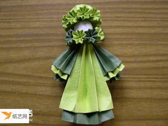 穿裙子折纸娃娃的制作方法图解