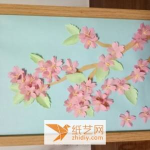 典雅漂亮的纸艺樱花手工画教师节礼物制作教程